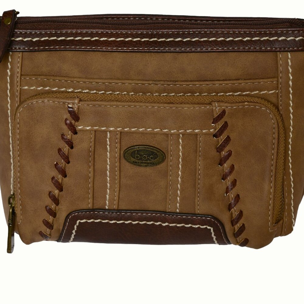 B.O.C. BORN CONCEPTS Brown Faux Leather Shoulder Bag /Cross-Body whip stitching - Picture 8 of 8